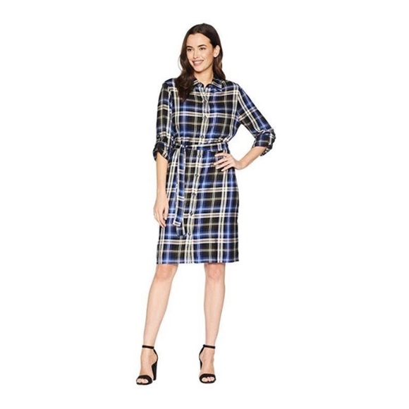 Karen Kane Plaid Button Up Shirt Dress - Picture 3 of 9